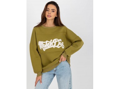 Sweat col rond avec imprimé - olive