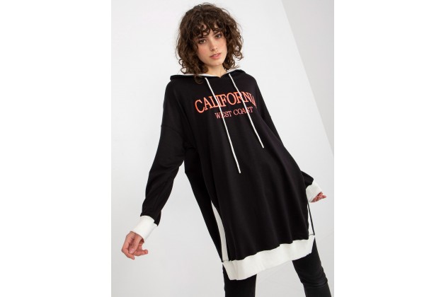 Sweat à capuche long avec imprimé  - noire