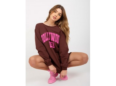 Sweat long avec imprimé - marron foncé