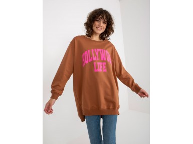 Sweat long avec imprimé - marron clair