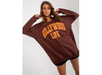 Sweat long avec imprimé - marron foncé