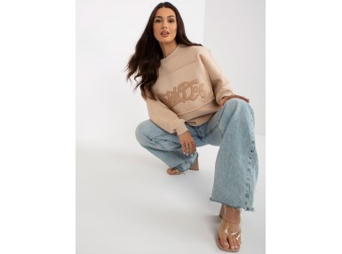 Sweat col rond avec imprimé - beige clair