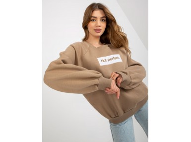 Sweat -shirt à encolure ronde et imprimé -beige foncé