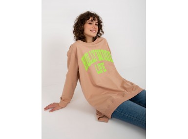 Sweat long avec imprimé - beige