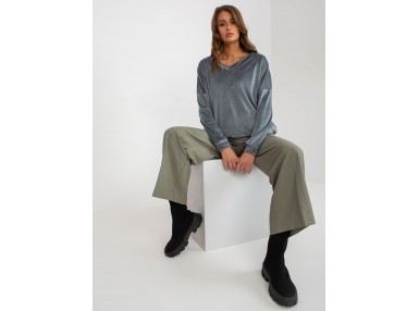 Sweat-shirt en velours - gris et bleu
