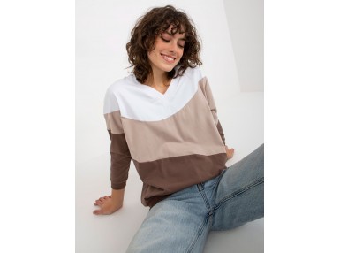 Sweat-shirt blanc-marron