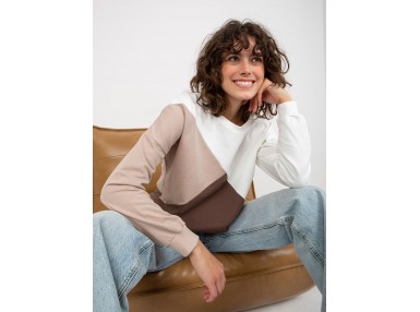 Sweat-shirt blanc-marron
