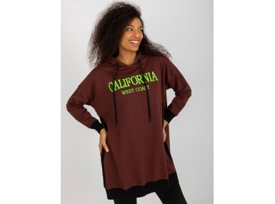 Sweat à capuche long avec imprimé -  marron foncé