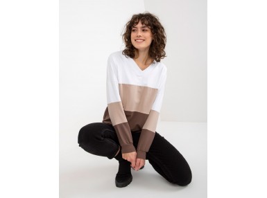 Sweat-shirt blanc-marron