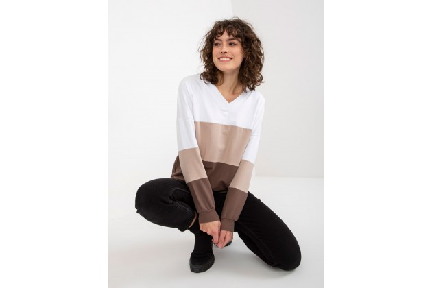 Sweat-shirt blanc-marron