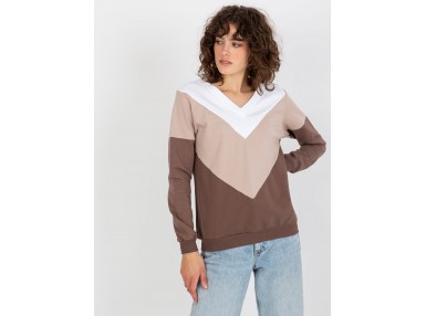 Sweat-shirt blanc-marron