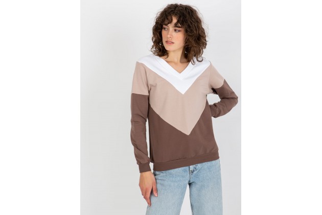 Sweat-shirt blanc-marron