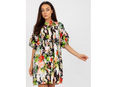 Mini robe fermée par boutons - noire et verte