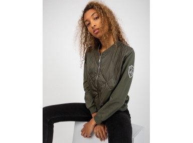 Bomber zippé style universitaire - kaki