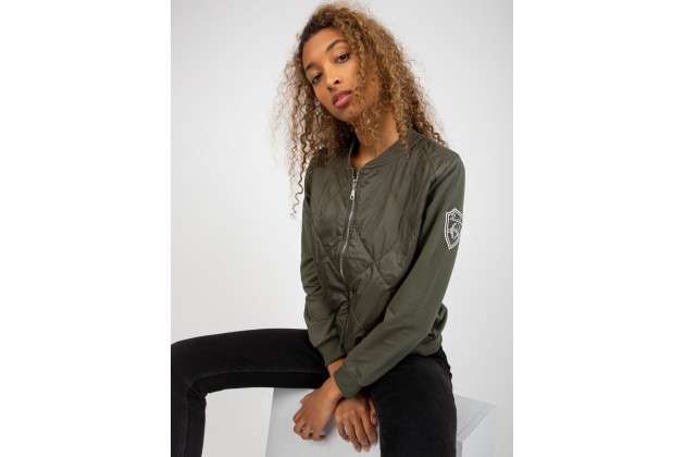 Bomber zippé style universitaire - kaki