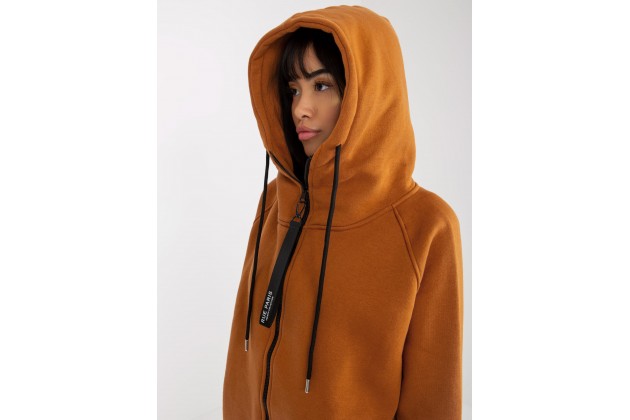 Sweat à capuche zippé pour femme - marron clair