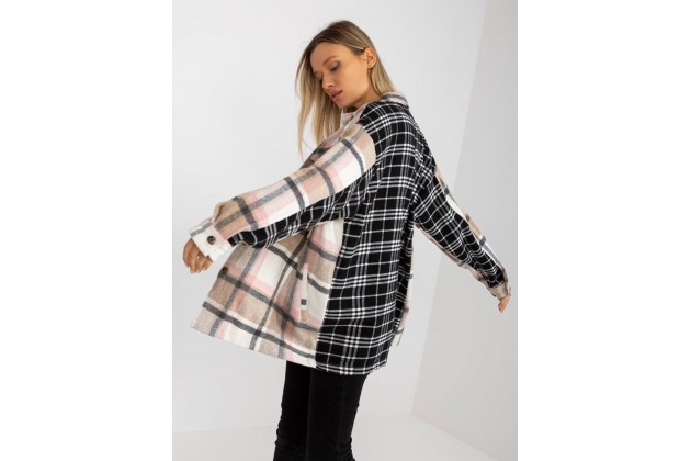 Chemise imprimé à carreaux - noire et beige