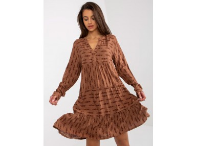 Robe babydoll courte  - marron