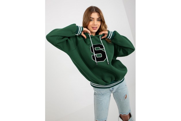 Sweat à capuche imprimé femme - vert foncé