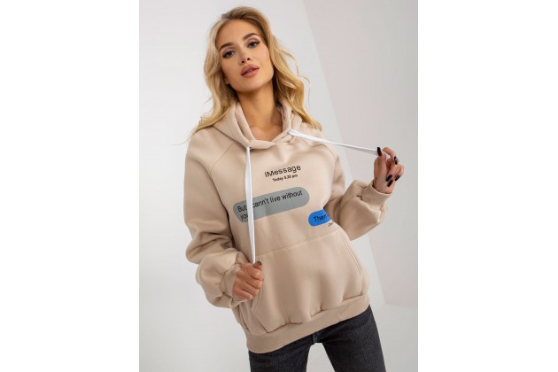 Sweat à capuche imprimé femme - beige