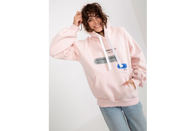Sweat à capuche imprimé femme- rose clair