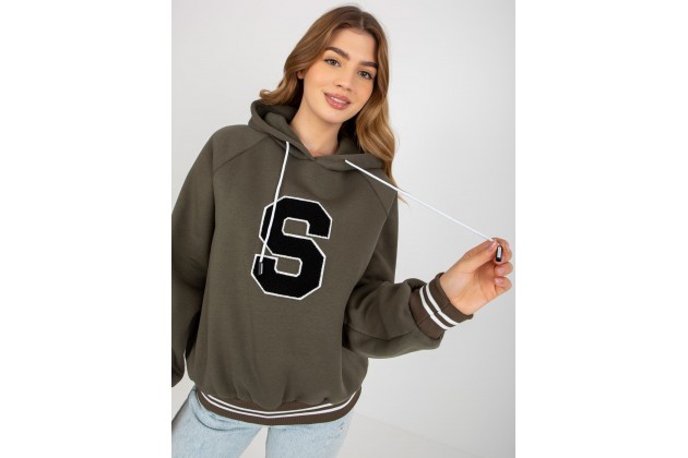 Sweat à capuche imprimé femme - kaki