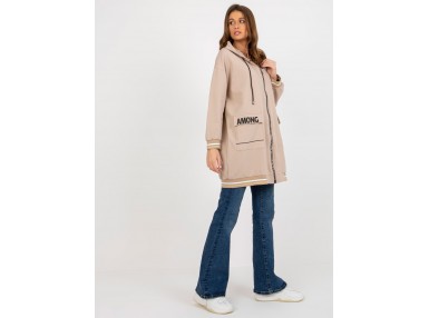 Sweat à capuche oversize avec fermeture zippée - beige