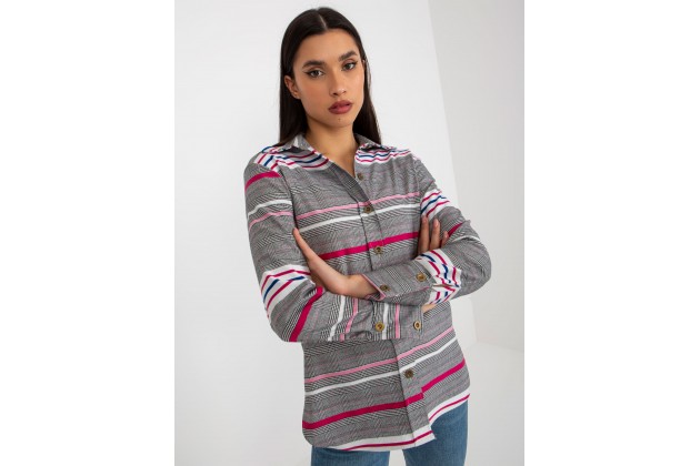 Chemise imprimé rayé -blanche et rose