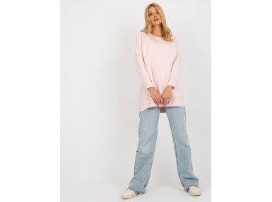 Sweat col rond en coton - rose clair