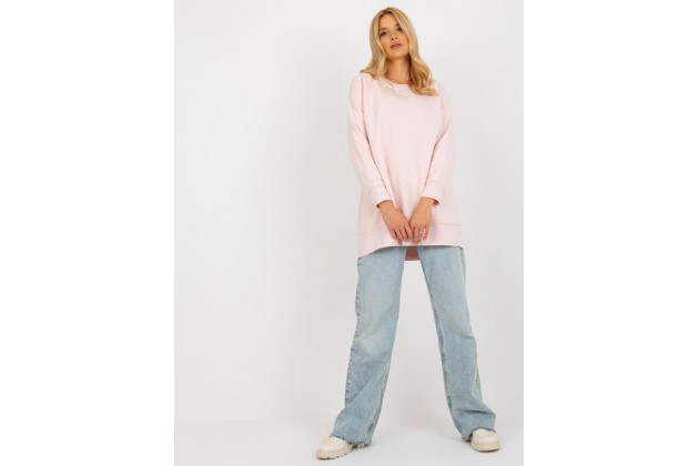 Sweat col rond en coton - rose clair