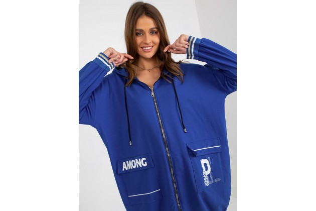 Sweat à capuche oversize avec fermeture zippée -  bleu foncé