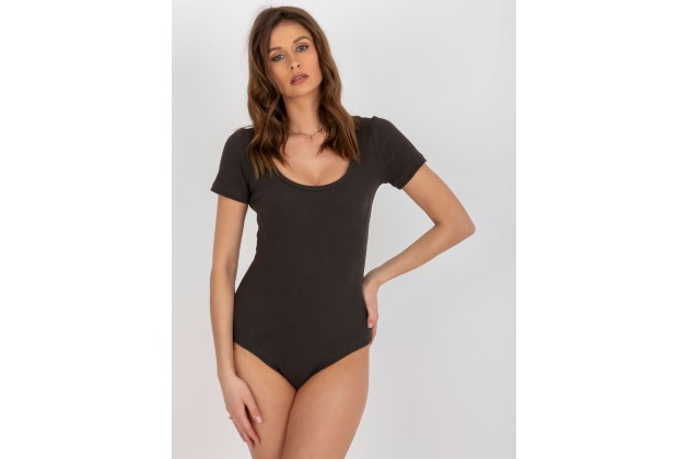Body manches courtes et encolure ronde - kaki foncé