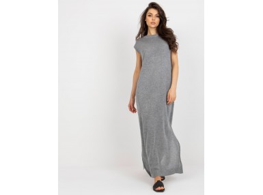 Robe mi-longue d'ensemble sans manches en maille - gris