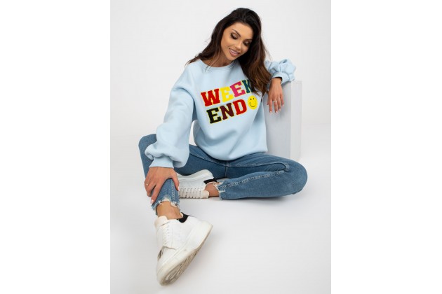 Sweat col rond avec imprimé - bleu clair