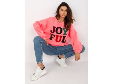 Sweat col rond avec imprimé - fluo rose