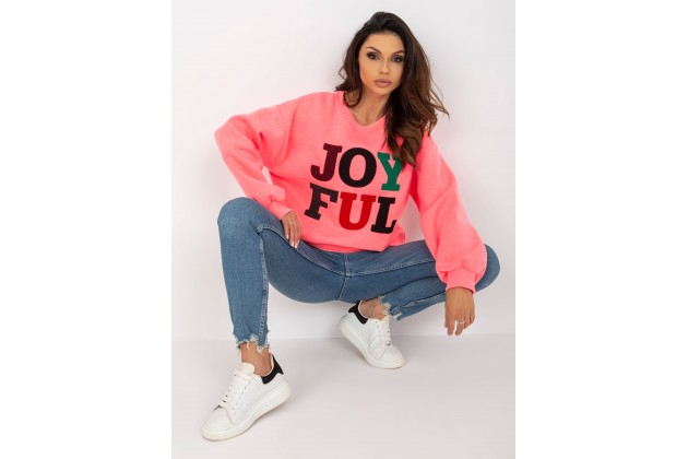Sweat col rond avec imprimé - fluo rose