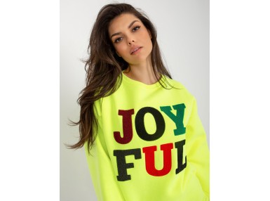 Sweat col rond avec imprimé - jaune fluo