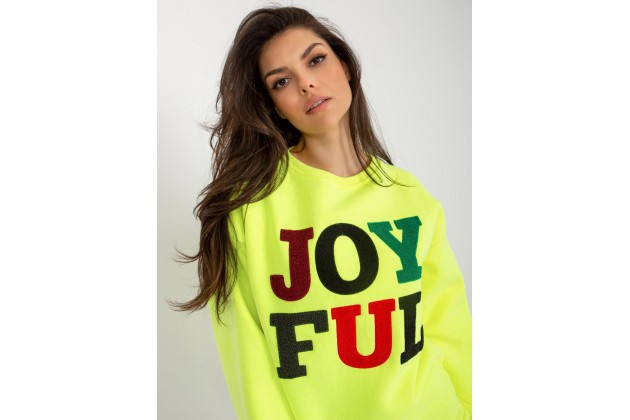 Sweat col rond avec imprimé - jaune fluo