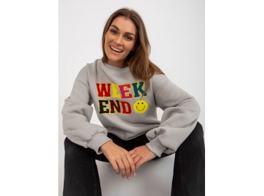 Sweat col rond avec imprimé - gris