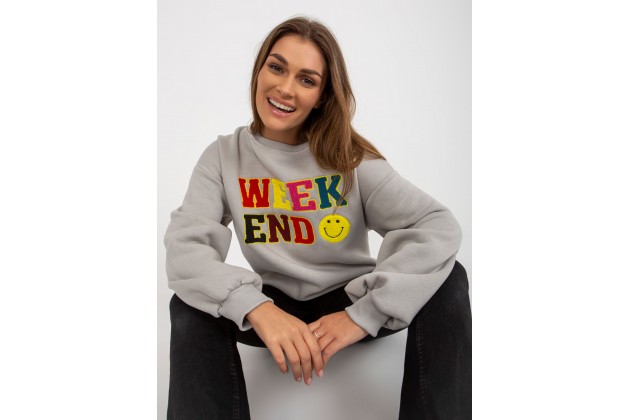 Sweat col rond avec imprimé - gris
