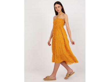 Robe femme courte imprimée sans manches - jaune