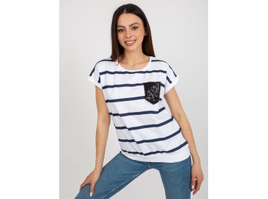 T-shirt rayée - blanc et bleu marine