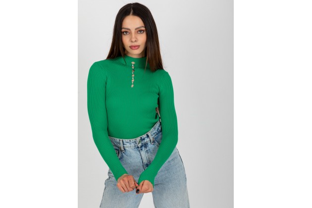 T-shirt sculptant à col montant - vert