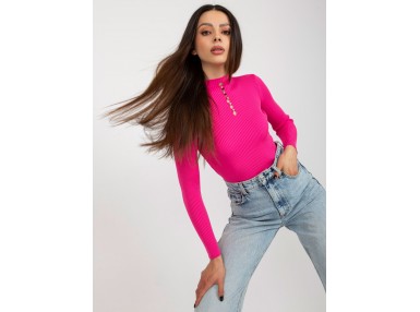 T-shirt sculptant à col montant - rose