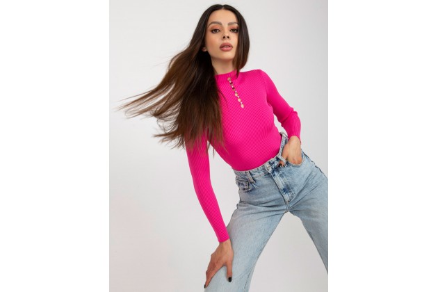 T-shirt sculptant à col montant - rose