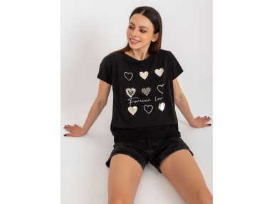 T-shirts et imprimé cœurs - noir