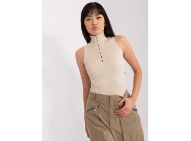 Top sculptant à col montant - beige