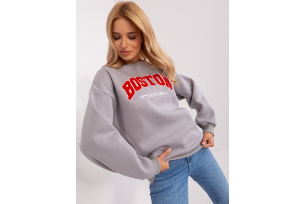 Sweat-shirt à encolure ronde et imprimé -gris