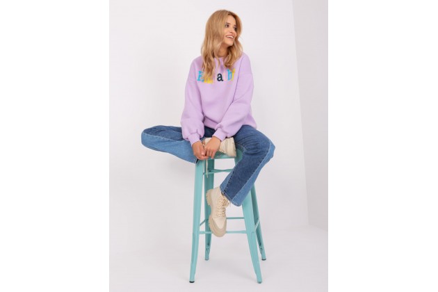 Sweat-shirt à encolure ronde et imprimé - violet clair