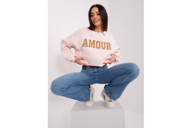 Sweat-shirt col rond - rose clair